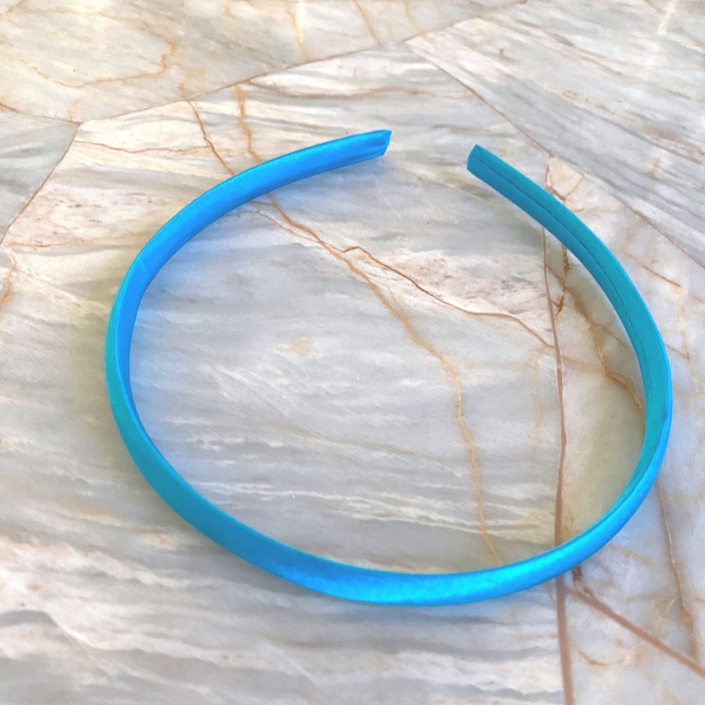 Turquoise Blue Satin Slim Classic Headband Hair Accessory Solid Color